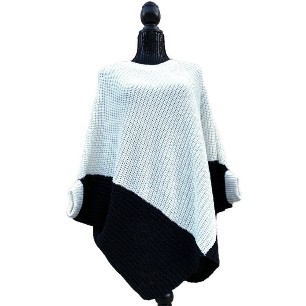 Maje Kassiope Two Tone Chunky Knit Slouchy Sweater Colorblock Oversized One Size